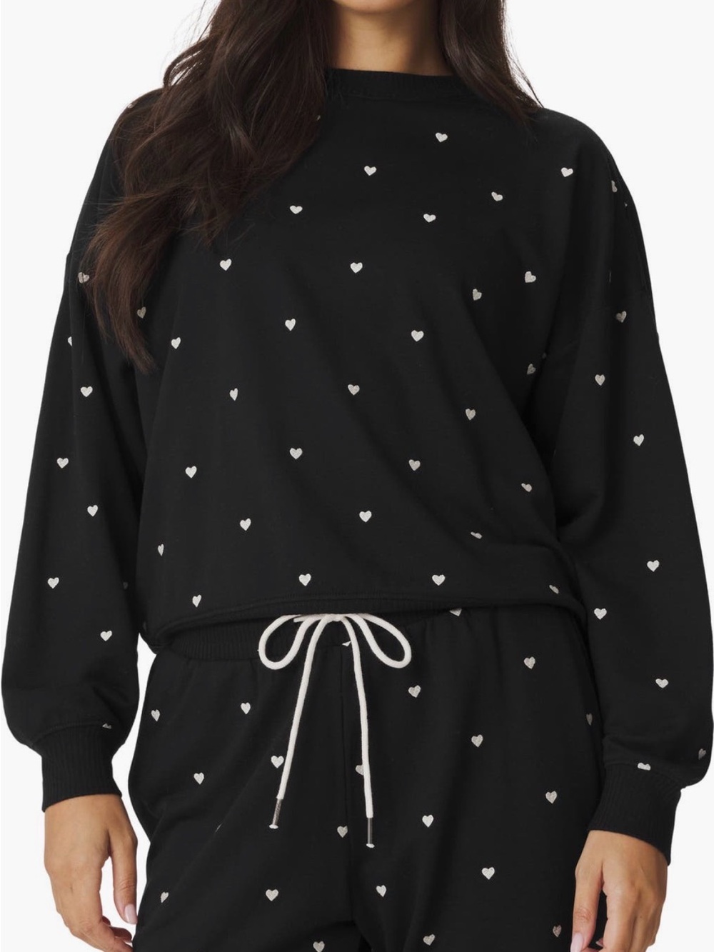 Splendid Love Lounge Embroidered Heart Sweatshirt Black